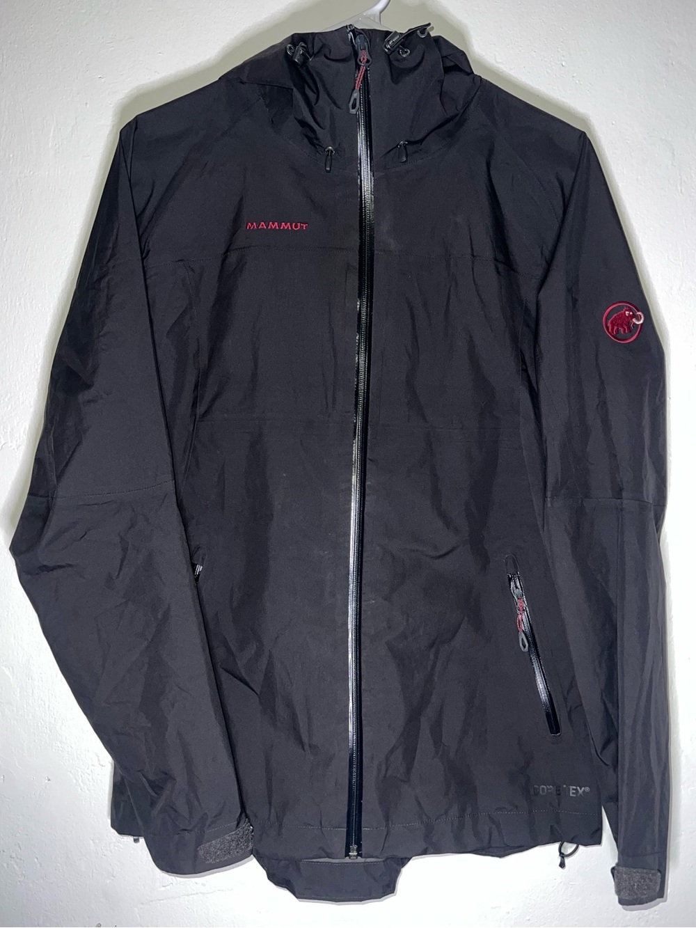 Mammut Black Waterproof Hooded Shell with Red Logo Accents - Picture 2 of 7